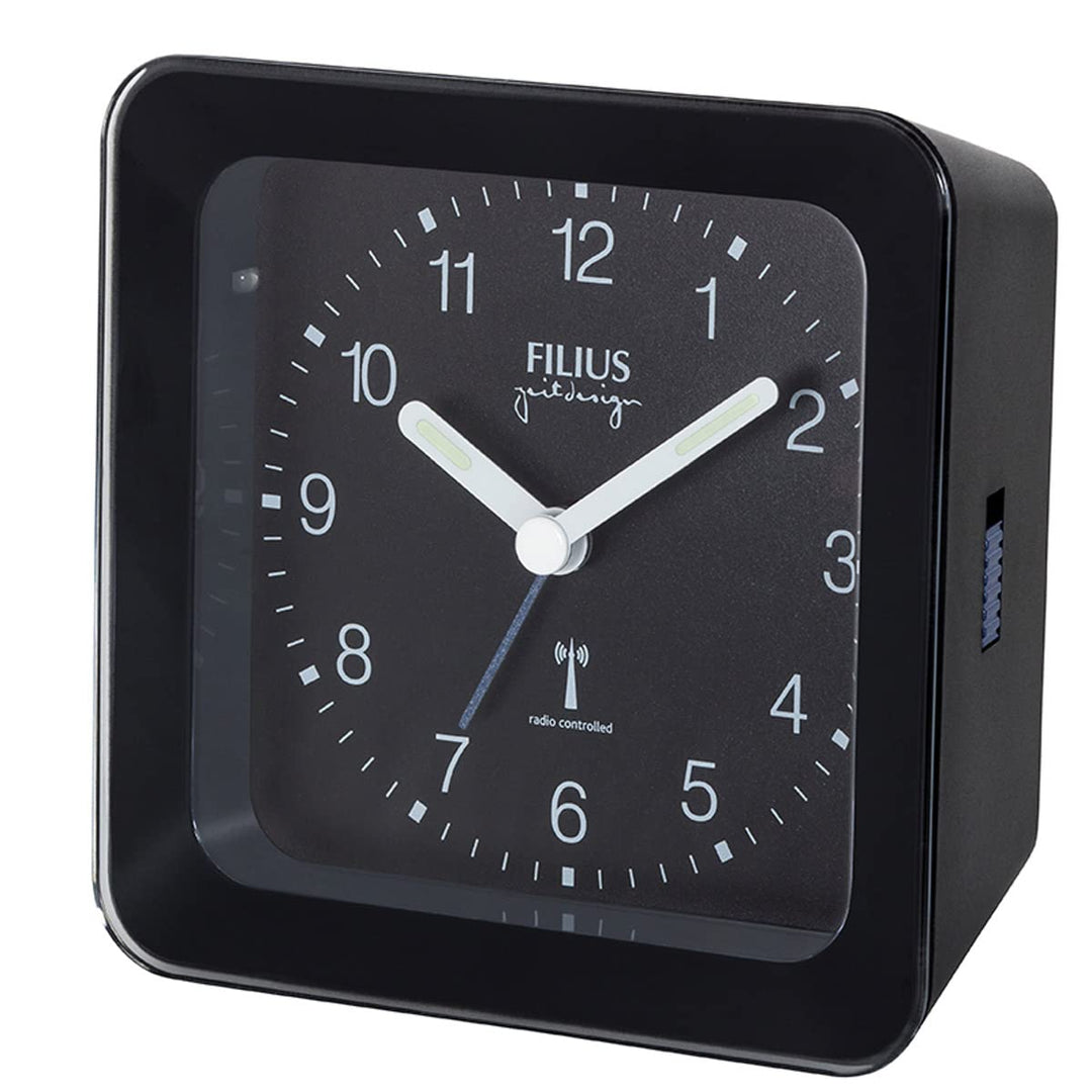 Filius 0522-7 Funk-Wecker mit Blauer Beleuchtung 10x10 cm Schwarz