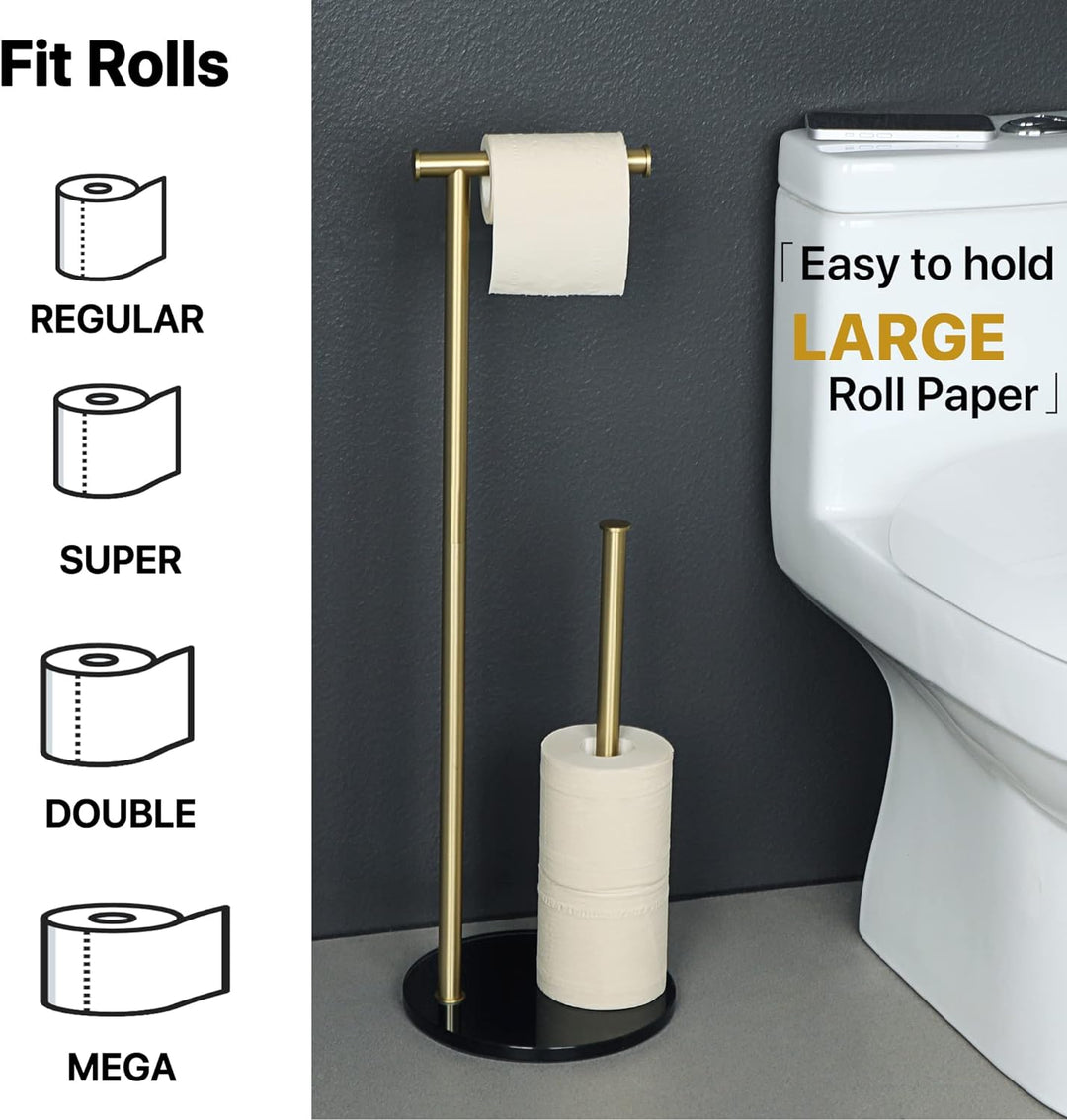 Toilettenpapierhalter Stehend, SAYAYO Klopapierhalter Stehend mit Gehärtetem Glas Basis Schwarz und