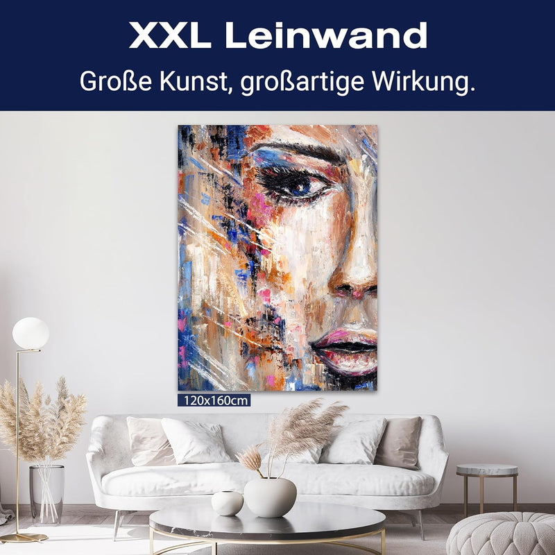 wandmotiv24 Leinwand-Bild Frau Gemälde 1, Grösse 100x75cm, Hochformat, Wand-Bilder, Dekoration Wohnz