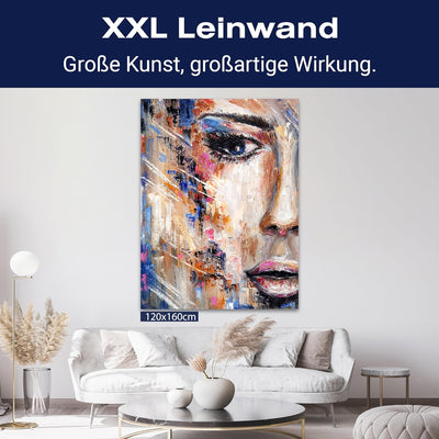 wandmotiv24 Leinwand-Bild Frau Gemälde 1, Grösse 80x60cm, Hochformat, Wand-Bilder, Dekoration Wohnzi