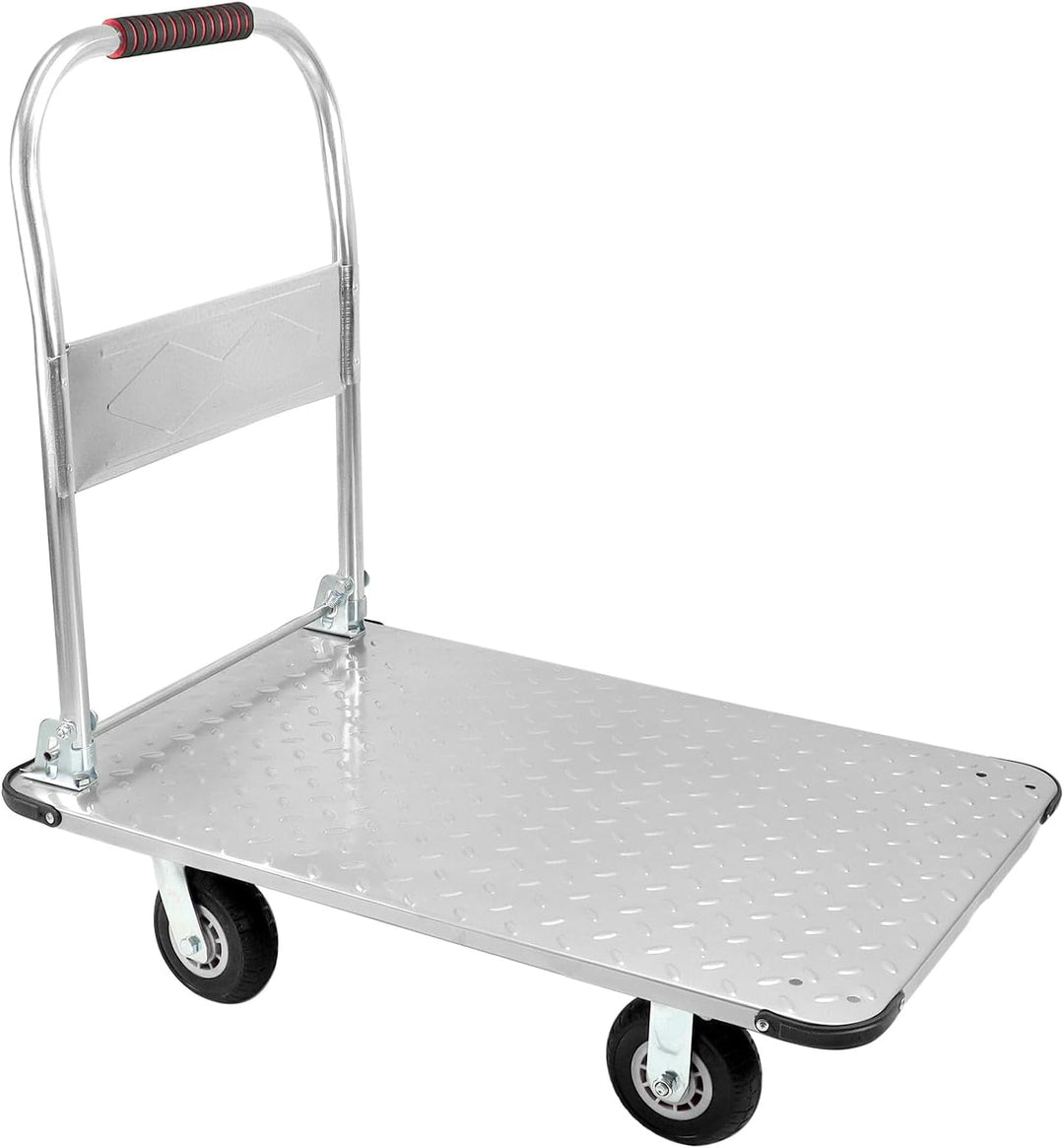 QWORK® Robuster Klappbarer Plattformwagen, mit 1100 kg Tragkraft, 90 * 60cm und Geräuschlosen Gummir