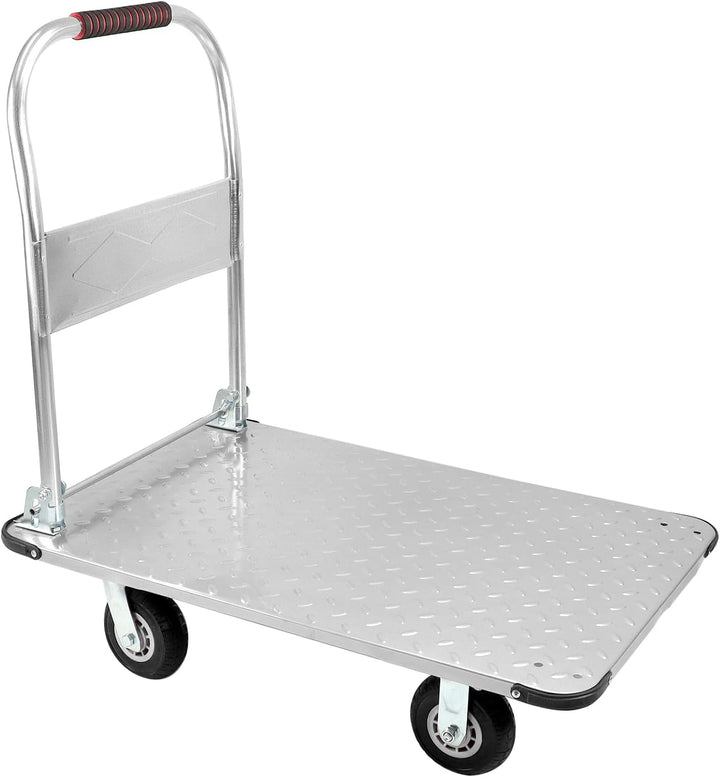 QWORK® Robuster Klappbarer Plattformwagen, mit 1100 kg Tragkraft, 90 * 60cm und Geräuschlosen Gummir