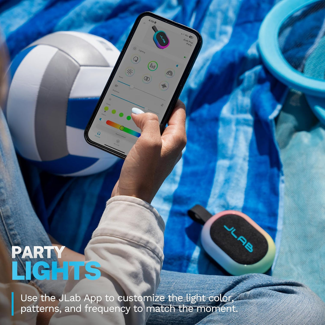 JLab Pop Party Ultrakompakter, tragbarer Bluetooth-Lautsprecher mit 8+ Std. Akku, 5W kabelloser, Kle