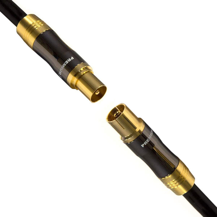 Premium X 25m Gold-Line TV Antennenkabel Schwarz IEC-Anschlusskabel Koax Stecker - Kupplung Koaxialk