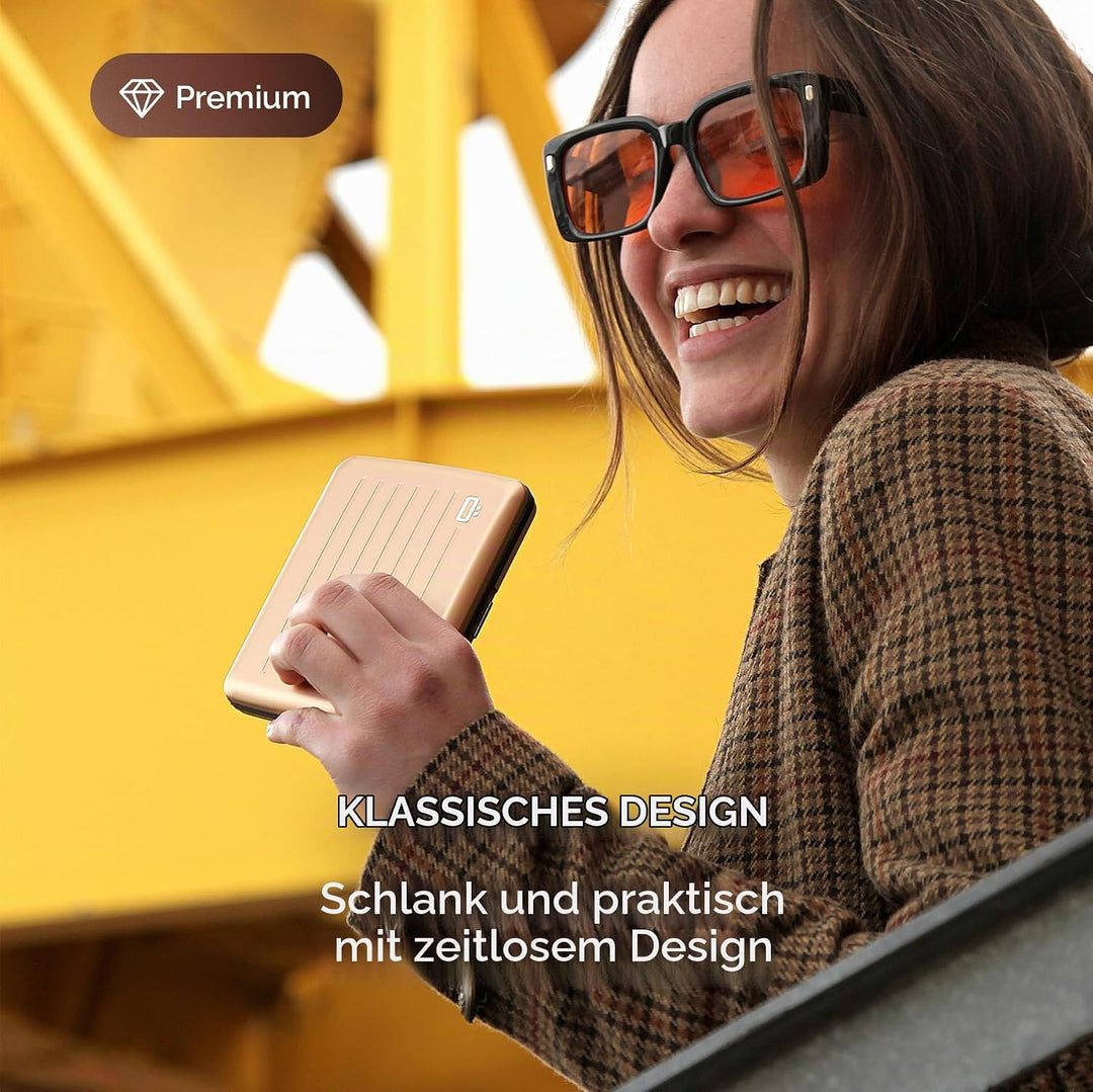 OGON Aluminium Geldbörse Smart Case V2 Large - Verstecktes Fach für Münzen und Scheine - RFID Schutz