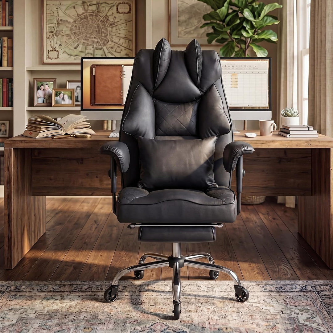 Ergonomischer Bürostuhl 200kg, XXL Chefsessel Fussstütze Homeoffice | XXL Schreibtischstuhl Ergonomi