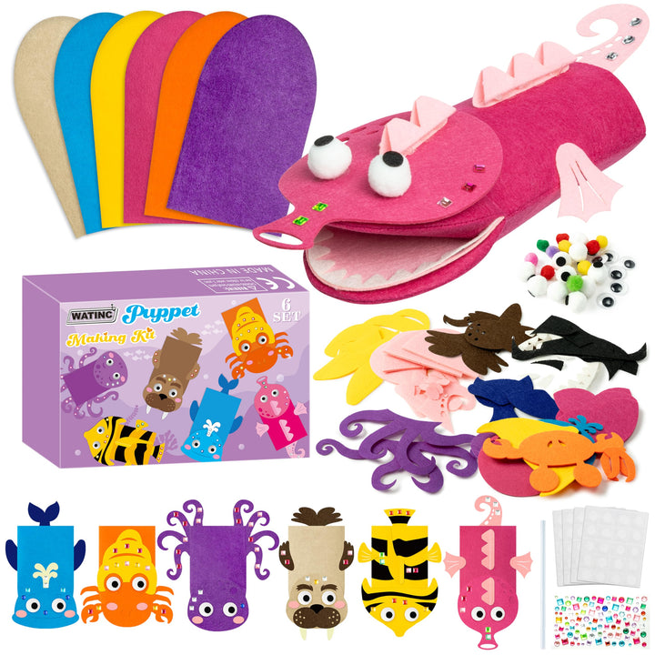 WATINC Felt Handpuppe DIY Art Craft Set 6 Stück Puppentheater Kreatives DIY-Set zum Selbermachen für