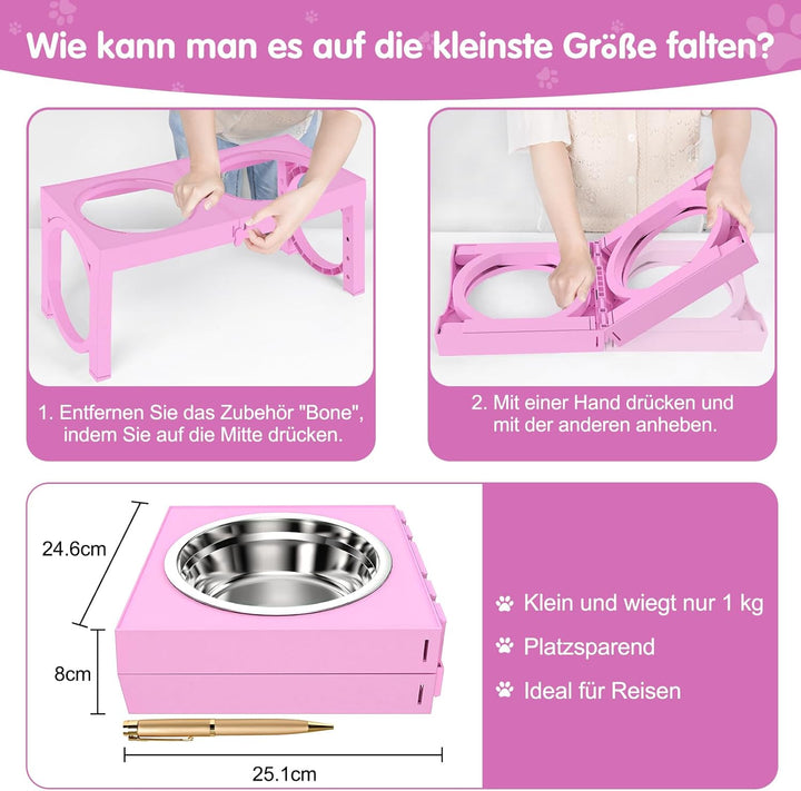 X XBEN Erhöhter Hundenapf, 5 Höhenverstellbar Futternapf für Kleine Mittlere Grosse Hunde, Futtersta