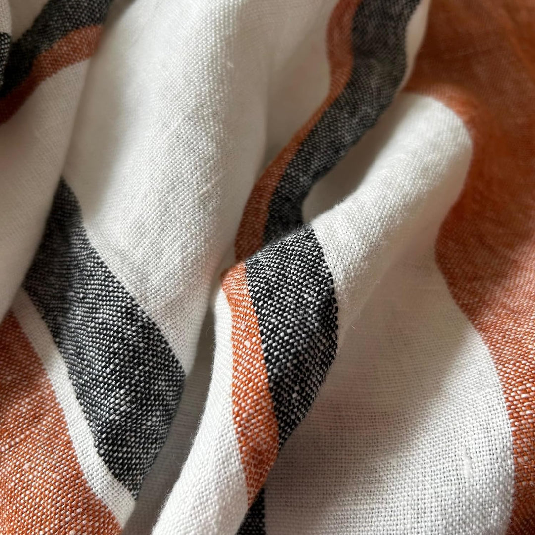 JOWOLLINA Badetuch Saunatuch Strandtuch 100% Leinen Stonewashed Provence (Stripe Clay, 88x140 cm) St