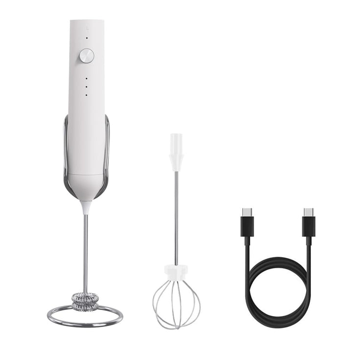 Elektrischer Milchaufschäumer, USB Wiederaufladbar Handmixer mit Doppel-Schneebesen und Ständer für