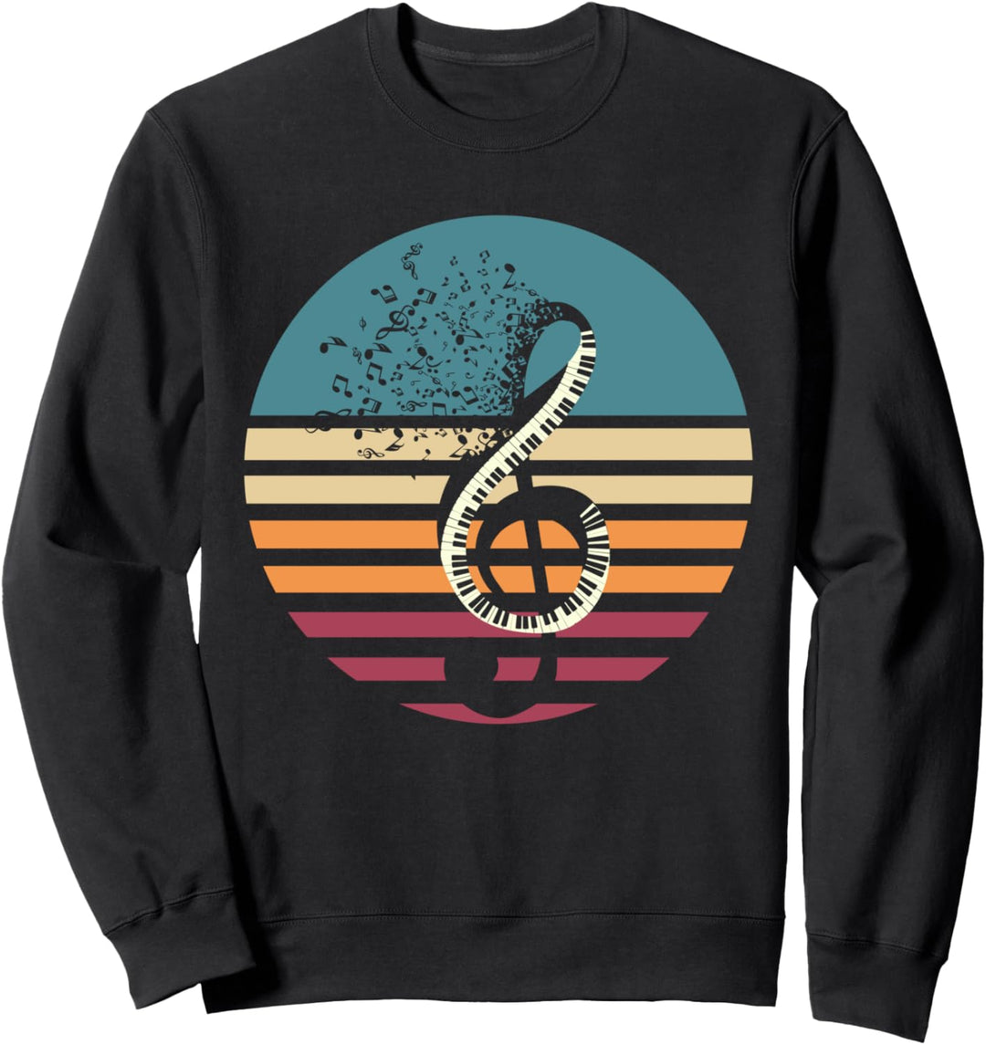 Violinschlüssel Retro Klavier Notenschlüssel Komponist Musik Sweatshirt