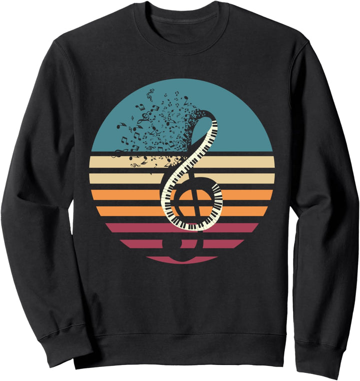 Violinschlüssel Retro Klavier Notenschlüssel Komponist Musik Sweatshirt