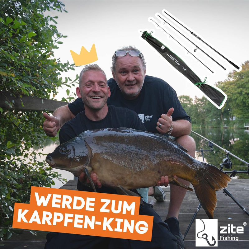 Zite Fishing 3,60m Karpfenrute 3-teilig 3lbs - Composite Carbon-Blank - Steckrute Rutschfester Griff