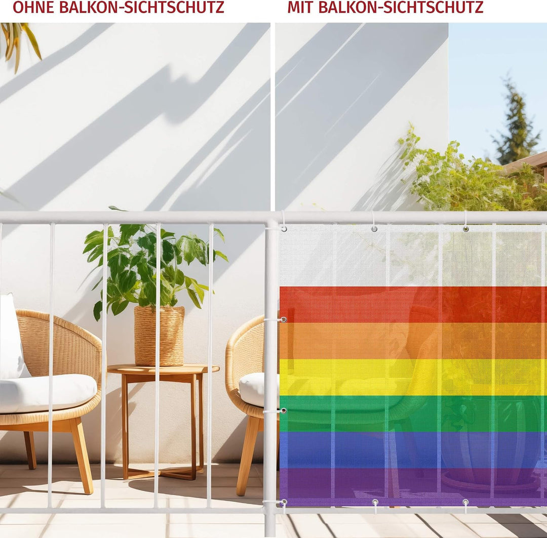 Balkon Sichtschutz Streifen 75 x 150 cm inkl. Kabelbinder Wetterfest Blickschutz Balkonverkleidung B