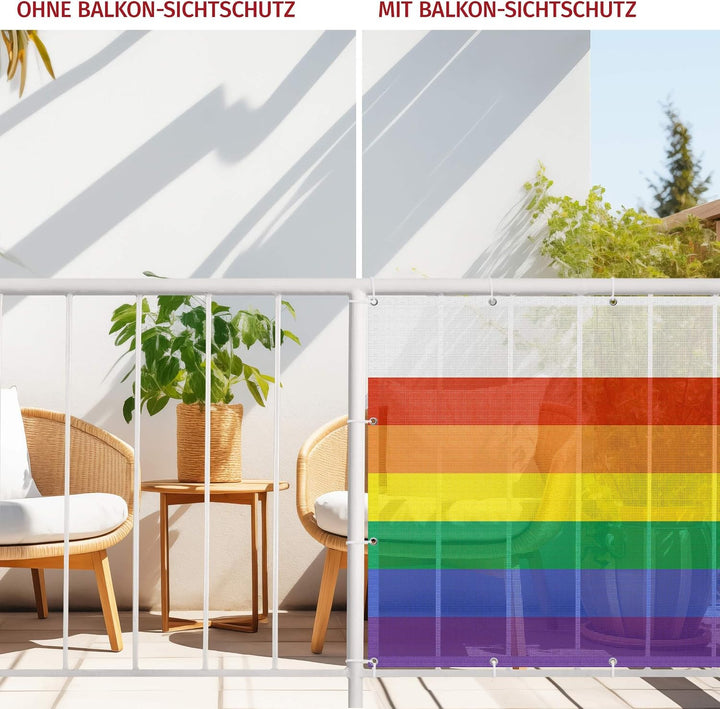 Balkon Sichtschutz Streifen 75 x 150 cm inkl. Kabelbinder Wetterfest Blickschutz Balkonverkleidung B