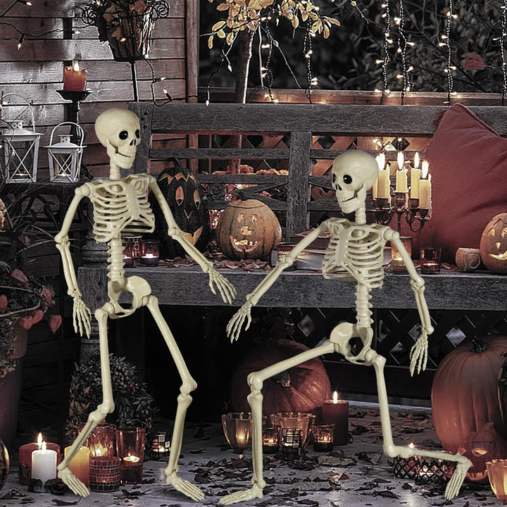 SIFOEL Halloween Plastikskelett, 90cm Ganzkörper Halloween Skelett mit beweglichen Gelenken für Hall