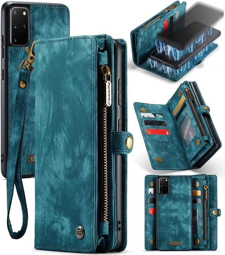 UFinetech 2-in-1 Samsung Galaxy S20 Plus Hülle Handy Tasche Leder TPU Flip Magnetisch Ständer Karten