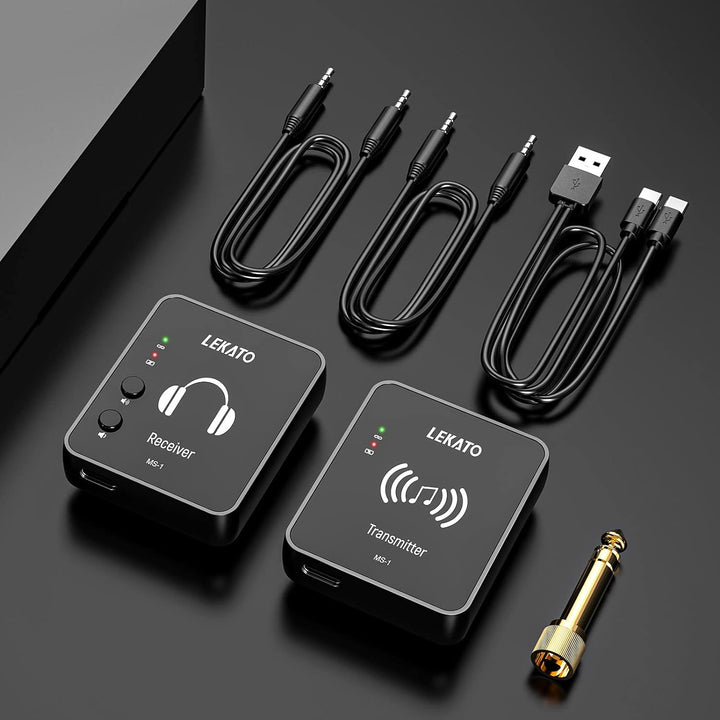 MS-1 Drahtloses In-Ear Monitoring, LEKATO Professionelles kabelloses 2.4G Stereo IEM-System mit Send