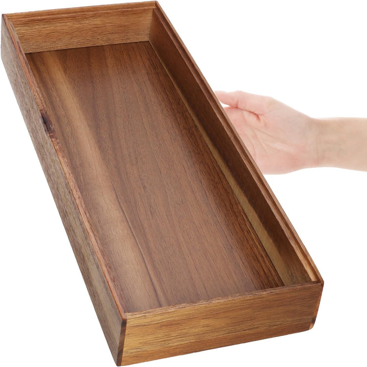com-four® 2X Schubladen-Organizer aus Akazienholz 37,5 x 15 x 5 cm Akazie - 2 Stück - 37,5cm, Akazie