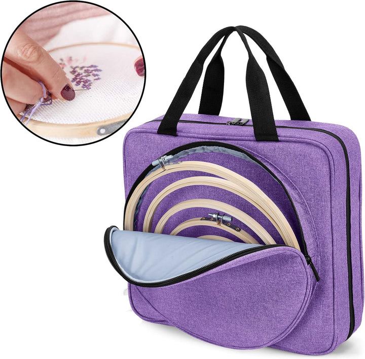 LoDrid Stickprojekttasche, Quadratische Stickzubehör Aufbewahrungstasche, Tragbare Basteltasche für