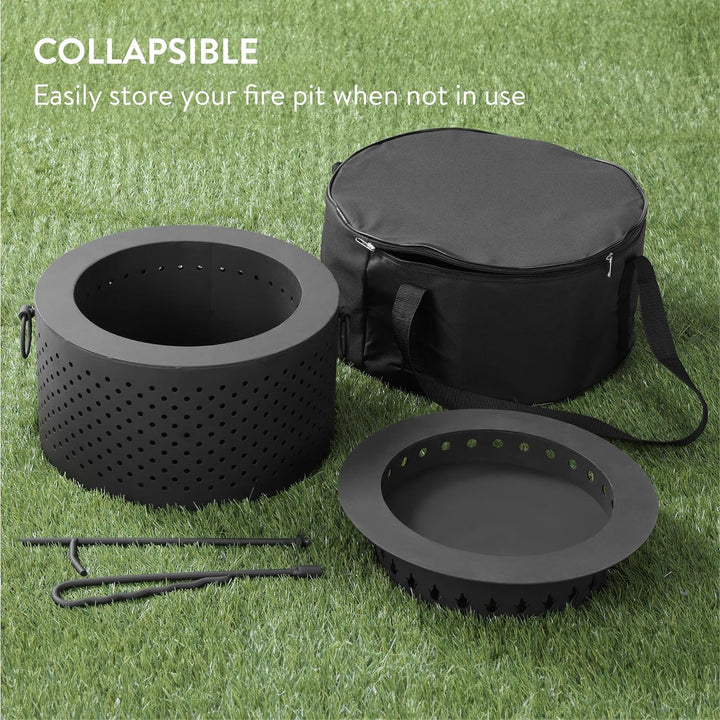 Navaris Feuerschale aus Gusseisen rauchfrei - smokeless Fire Pit Bonfire - rauchfreier Feuerkorb mit