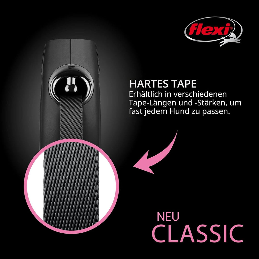 FLEXI Klassische einziehbare Hundeleine, 7,9 m, gross, Schwarz