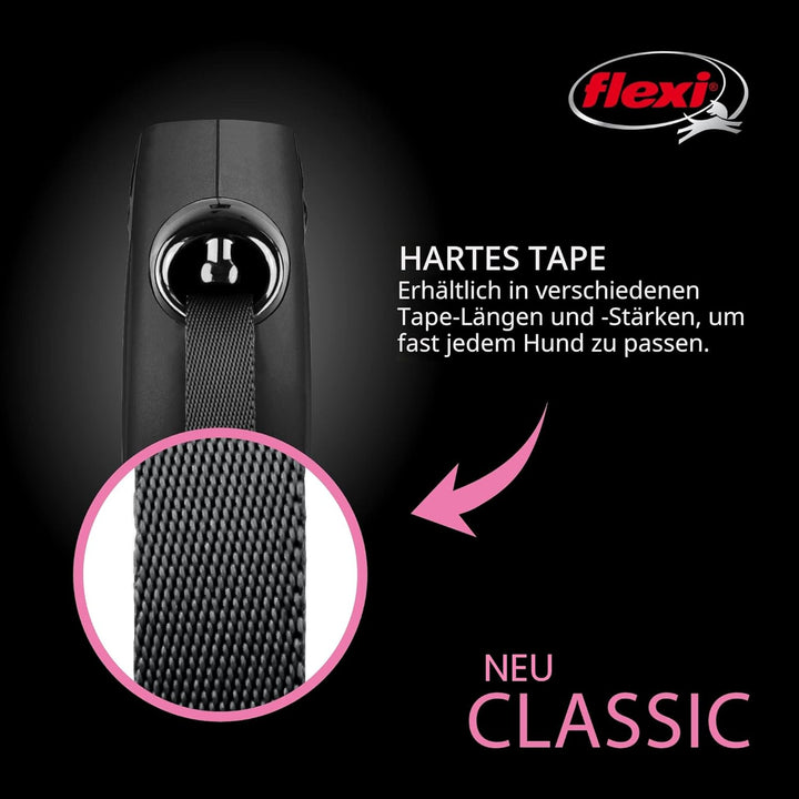 FLEXI Klassische einziehbare Hundeleine, 7,9 m, gross, Schwarz