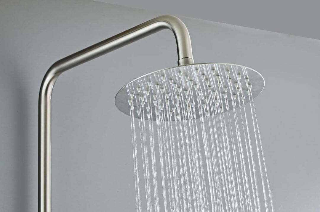 Gartendusche aus Edelstahl | Aussendusche mit Regendusche | Handbrause mit Anti-Kalk-Funktion | Kalt