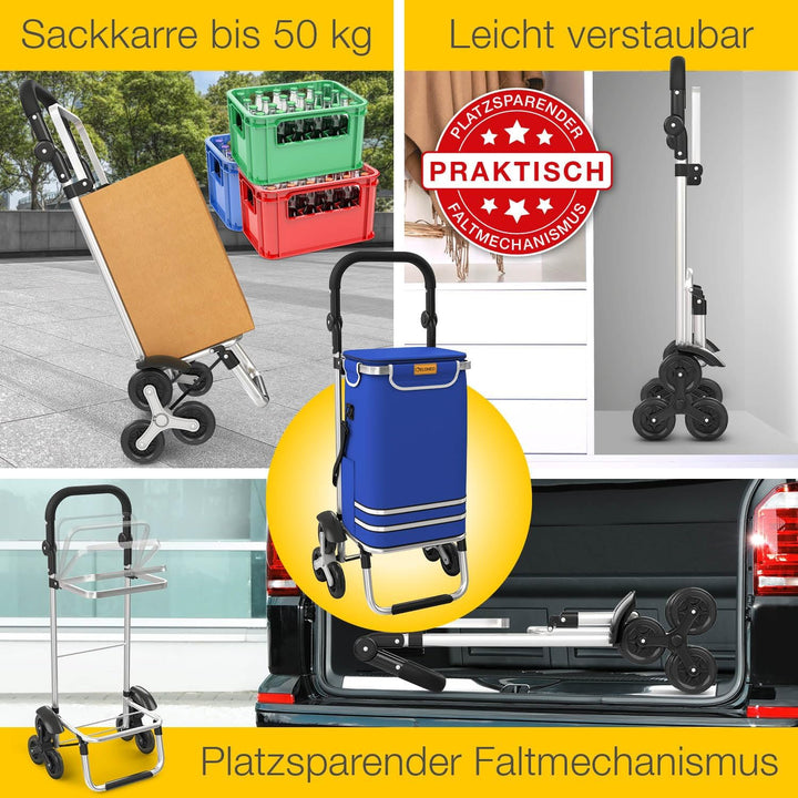 ELONEO Einkaufstrolley Treppensteiger mit Kühlfach, Einkaufsroller klappbar, Shopping Trolley höhenv