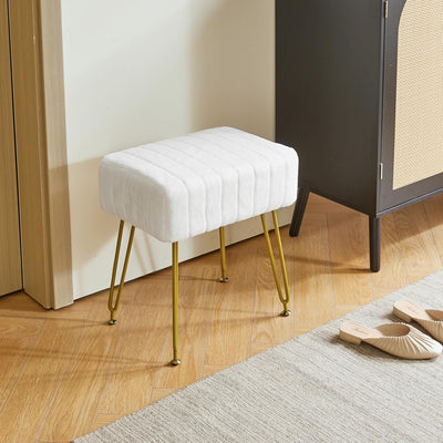 IBUYKE Velvet Rechteckiger Fussstützenstuhl Ottoman, Make-up Eitelkeits Hocker Beistelltisch, Samt S