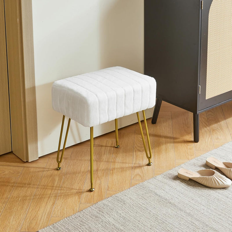 IBUYKE Velvet Rechteckiger Fussstützenstuhl Ottoman, Make-up Eitelkeits Hocker Beistelltisch, Samt S