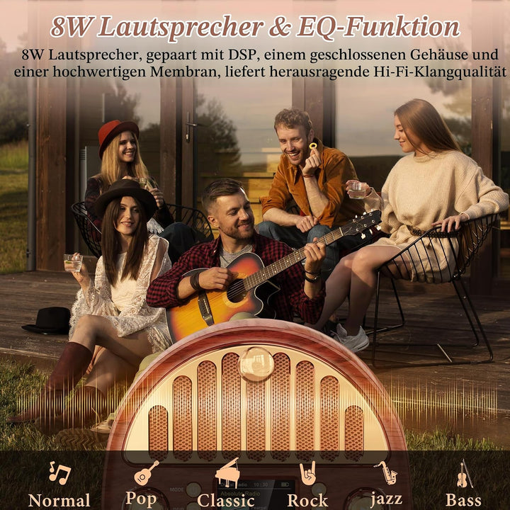 Mesqool Tragbares DAB+/UKW Radio, Retro Radio mit Bluetooth 5.0, Nostalgie Radio Klein mit 3000mAh A