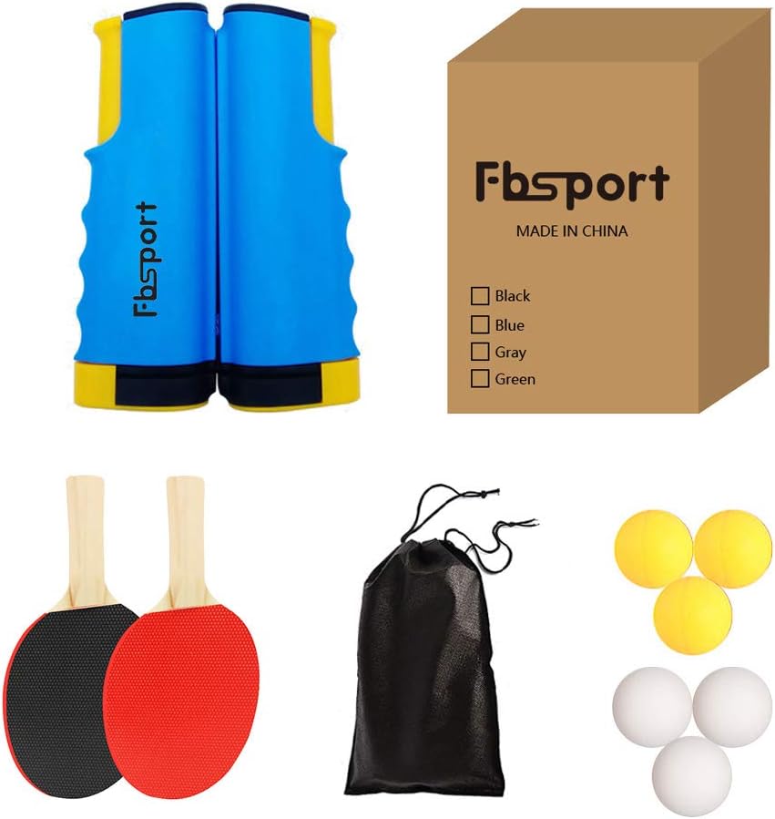 Tischtennisschläger/Schläger,Ausziehbare Tischtennisnetze,6 Ping-Pong Bälle,1*Mesh Bag,tragbar Tisch