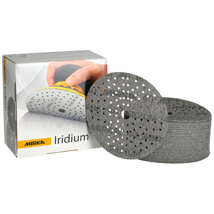 Mirka Schleifpapier Iridium Ø150mm Klett 121-Loch Korn 40 50 Stk | Premium-Schleifpapier mit 121 Löc