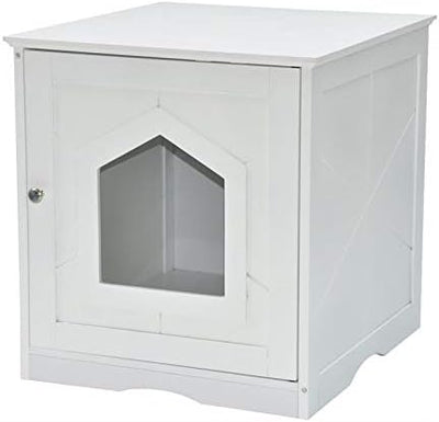 nanook Design Katzenhaus für Katzentoilette - weiss - Holz - 48x53x51 cm - Katzenklo Katzenschrank