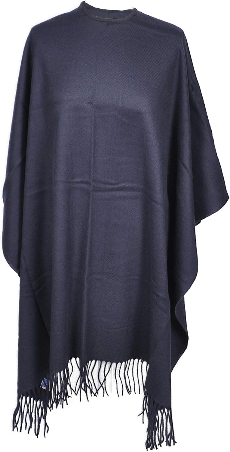 Toutacoo, Grosser Poncho mit Fransen - Damen - 04-blau, 04-blau