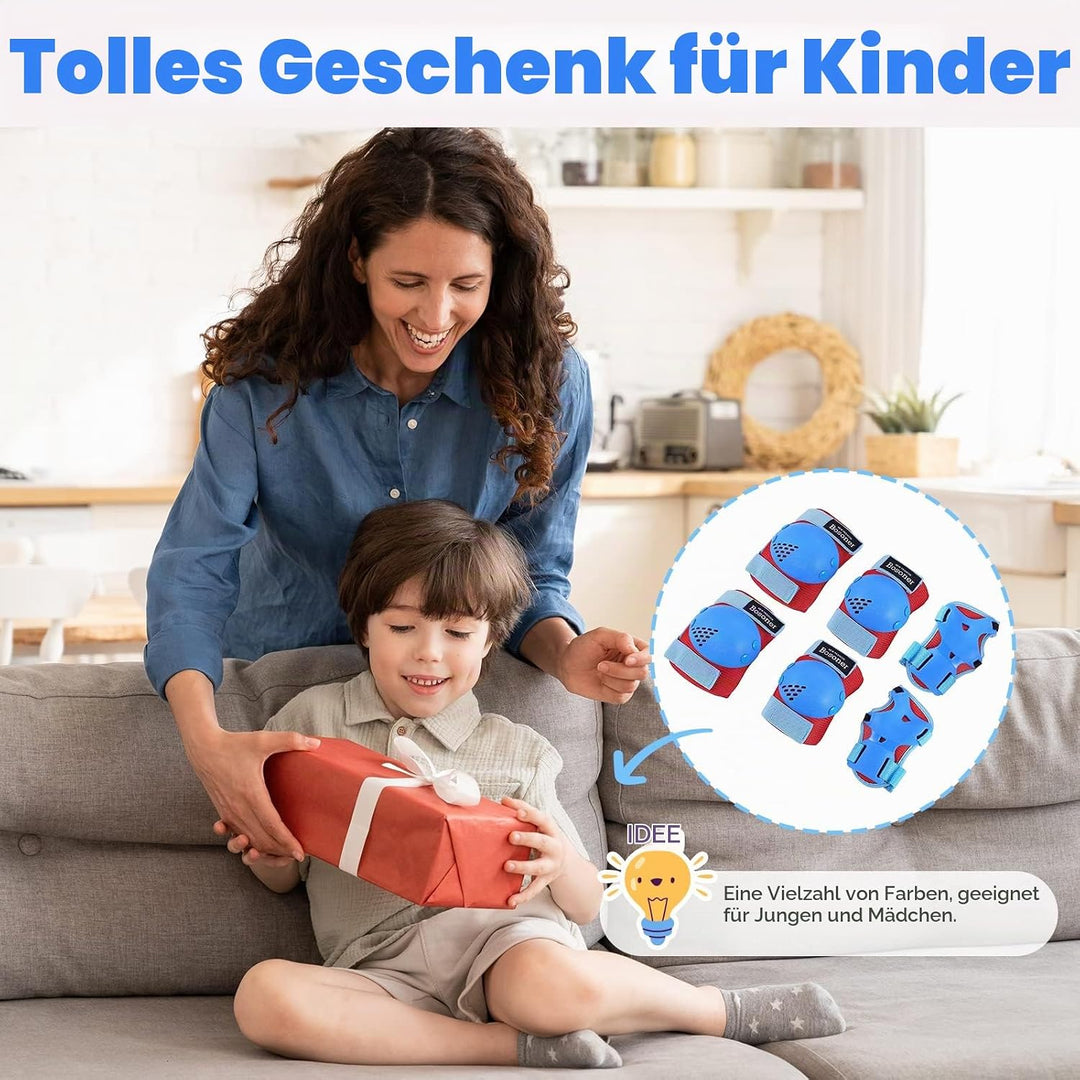 BOSONER Knieschoner Kinder Schoner Inliner Protektoren 6er Set Schützer Inliner Inline Skates Knie U