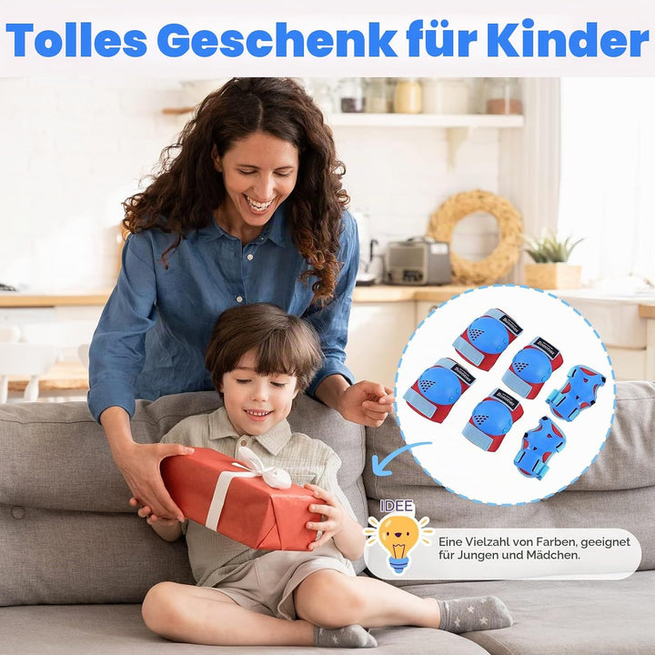BOSONER Knieschoner Kinder Schoner Inliner Protektoren 6er Set Schützer Inliner Inline Skates Knie U