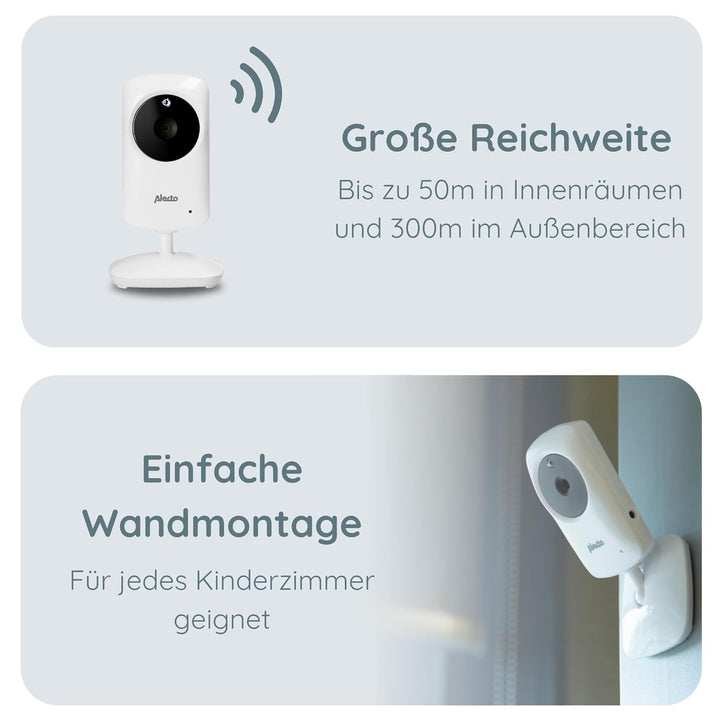 Alecto DVM-64 Funk Kamera Babyphone (100% störungsfrei & privat) mit schwenkbarer video Kamera, Nach