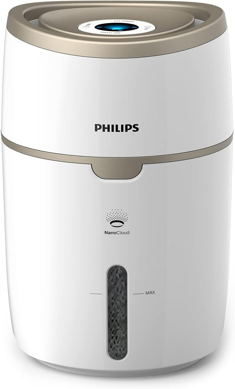 Philips Series 2000 Luftbefeuchter – für Räume bis 44 m², NanoCloud-Technologie, 2 Geschwindigkeitss