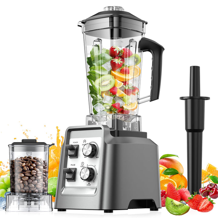 Teendow Standmixer, 1800W Smoothie Maker, Tischmixer mit 2,0-Liter-Behälter+ 600-ml-Kaffeemühle, Gee