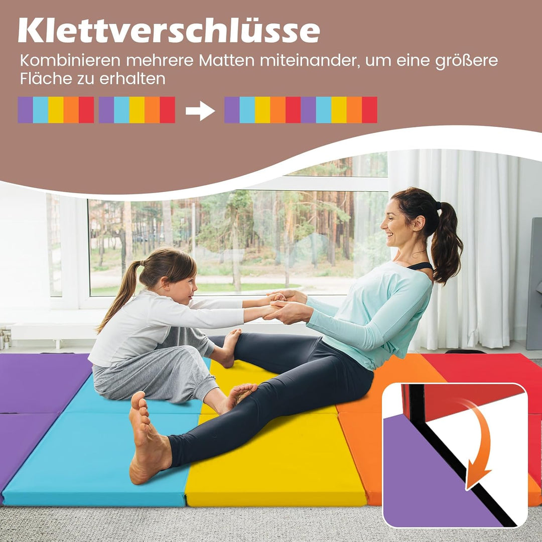COSTWAY Turnmatte klappbar, 200 x 75cm Weichbodenmatte, Gymnastikmatte 5 fach faltbar mit Tragegriff