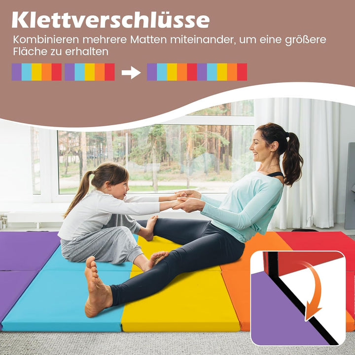 COSTWAY Turnmatte klappbar, 200 x 75cm Weichbodenmatte, Gymnastikmatte 5 fach faltbar mit Tragegriff