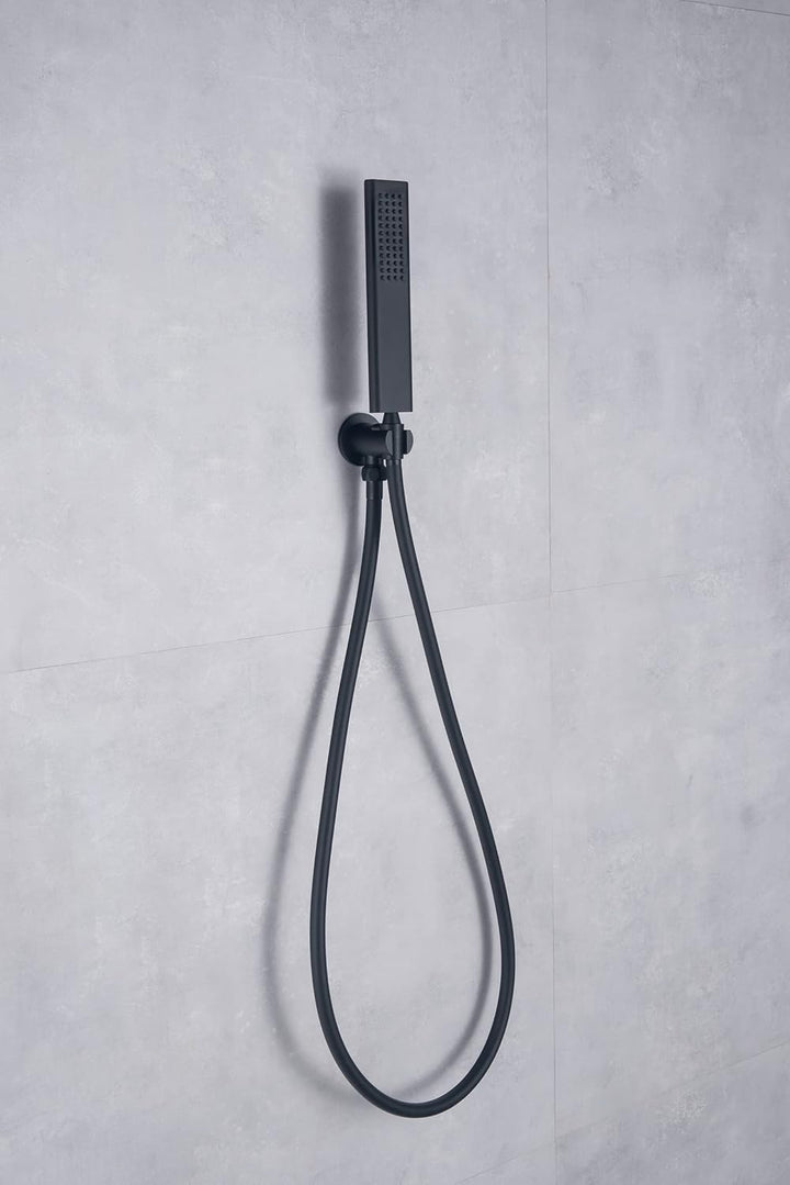 Keymark Wandanschlussbogen mit Brausehalter Schwarz Matt, Messing Schlauchanschluss mit Wandbrauseha