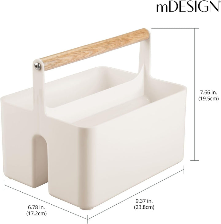 mDesign Kinderzimmer Organizer – BPA-freier Kunststoffbehälter mit Holzgriff für Flaschen, Windeln &