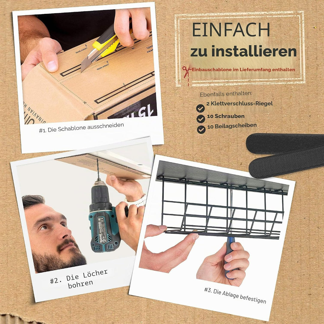 Scanfield Kabelwanne Untertisch – Kabelmanagement für Schreibtisch, Kabel Organizer & Kabelhalter zu
