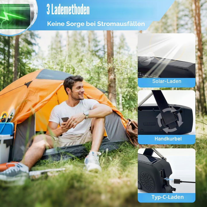 2000 mAh Notfall-Solar-Handkurbel-Radio, 3-Wege-betriebenes tragbares Wetterradio AM/FM/NOAA mit USB