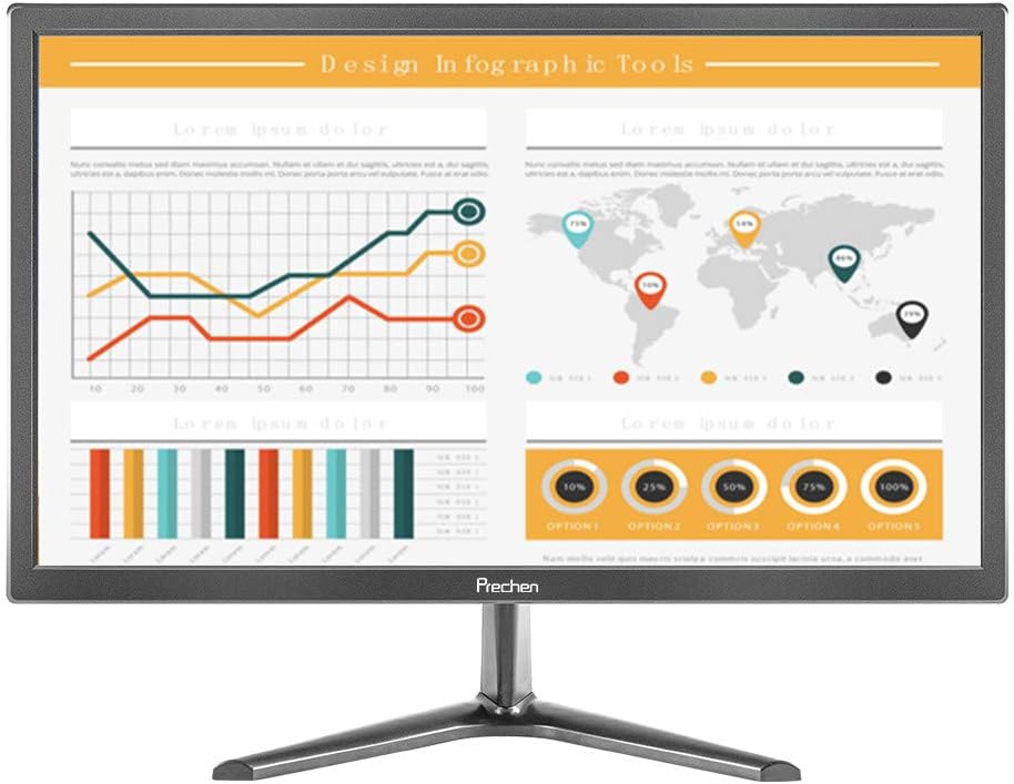 19 Zoll PC Monitor, Prechen Monitor 1440 * 900 mit HDMI- und VGA-Schnittstellen, 60 Hz, Helligkeit 2