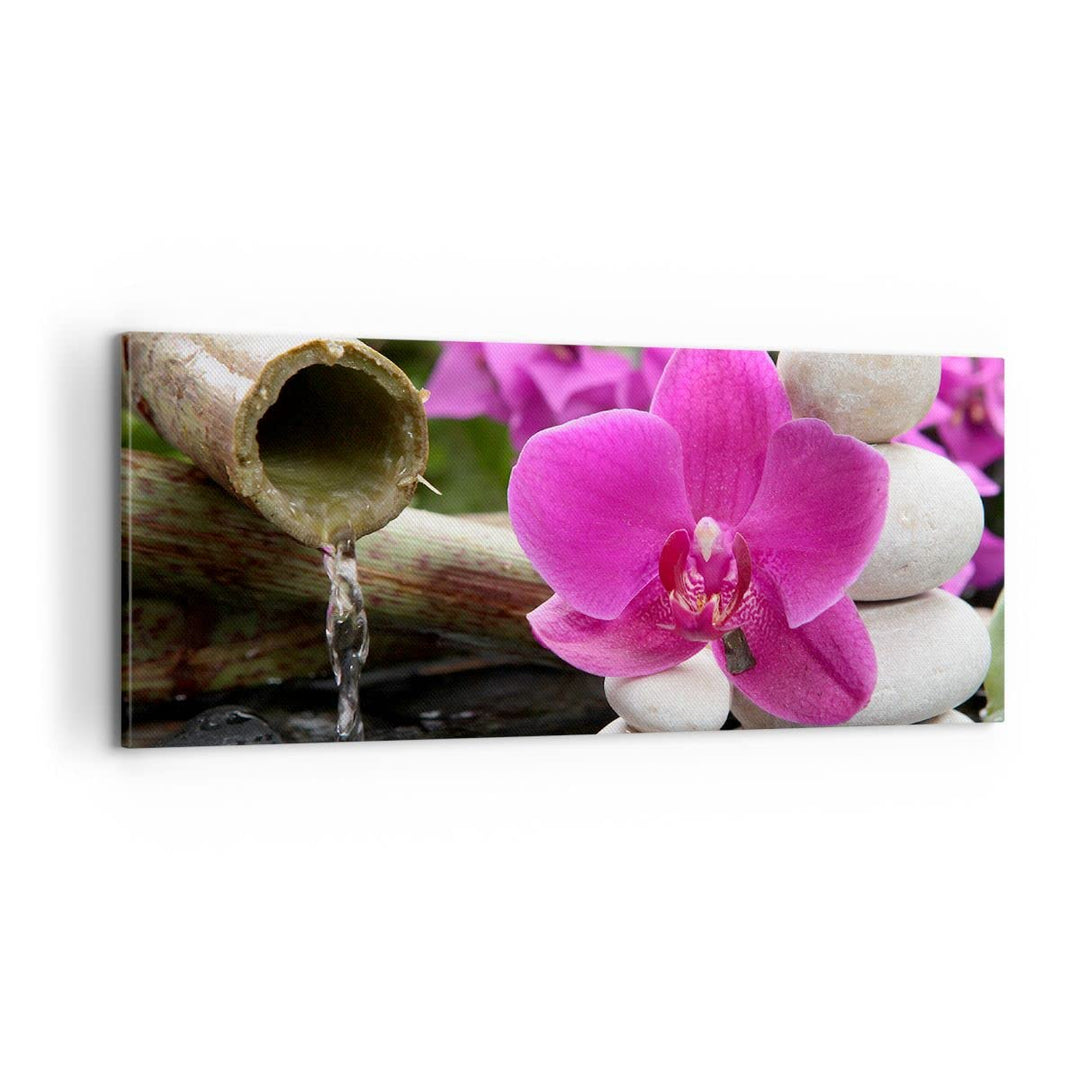 Panorama Bilder auf Leinwand 100x40cm Leinwandbild Orchidee Bambus Dekoration Spa Gross Wanddeko Bil