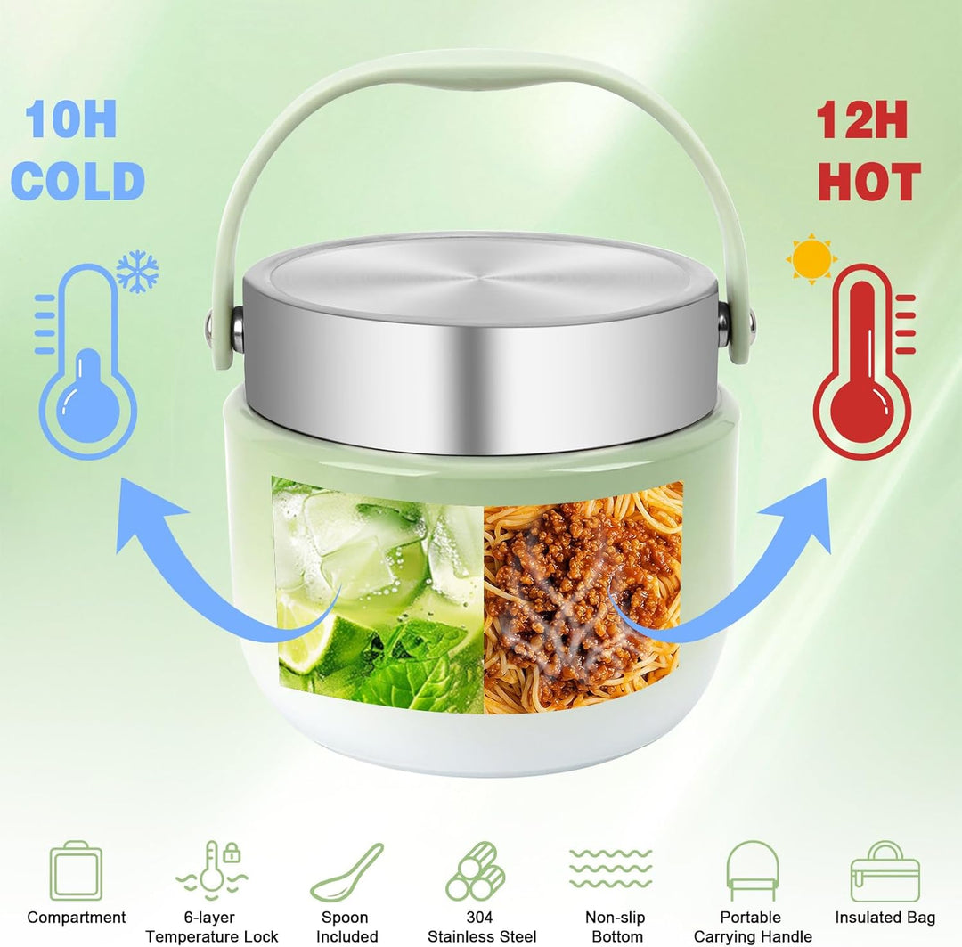 Thermobehälter für Essen 1200ml, 304 Edelstahl Wärmebehälter für Speisen, Thermos-lebensmittelbehält